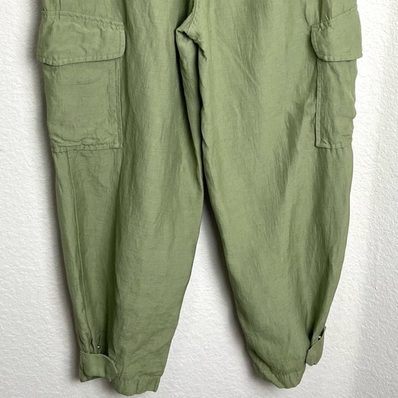 Aritzia Wilfred Green Linen Blend High Rise Ankle Cropped Cargo Pants- Size 6 - Picture 7 of 16